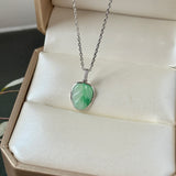 A-Grade Natural Moss On Snow Jadeite Leaf Pendant No. 172842