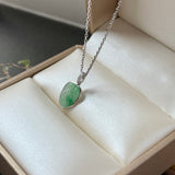 A-Grade Natural Moss On Snow Jadeite Leaf Pendant No. 172842
