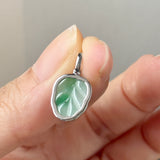 A-Grade Natural Moss On Snow Jadeite Leaf Pendant No. 172842