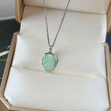 A-Grade Natural Moss On Snow Jadeite Leaf Pendant No. 172843