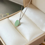 A-Grade Natural Moss On Snow Jadeite Leaf Pendant No. 172843