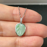 A-Grade Natural Moss On Snow Jadeite Leaf Pendant No. 172843