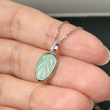 A-Grade Natural Moss On Snow Jadeite Leaf Pendant No. 172843