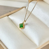 A-Grade Imperial Green Jadeite Clover Pendant No. 172844