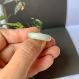 17.3mm A-Grade Natural White Green Jadeite Abacus Ring Band No. 161480