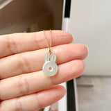 A-Grade Light Yellowish Green Jadeite Bunny Pendant No. 172845