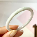 52.2mm A-Grade Natural Lavender Green Jadeite Traditional Oval Bangle No.151775
