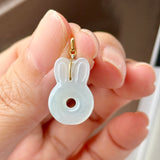 A-Grade Light Green Jadeite Bunny Pendant No. 172846