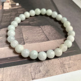 8mm A-Grade Natural Light Green Lavender Jadeite Beaded Bracelet No.190430
