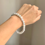 8mm A-Grade Natural Light Green Lavender Jadeite Beaded Bracelet No.190430