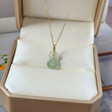 Icy A-Grade Yellowish Green Jadeite Bunny Pendant No. 172847