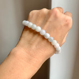 8mm A-Grade Natural Light Green Lavender Jadeite Beaded Bracelet No.190430