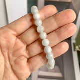 8mm A-Grade Natural Light Green Lavender Jadeite Beaded Bracelet No.190430