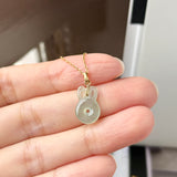 Icy A-Grade Yellowish Green Jadeite Bunny Pendant No. 172847