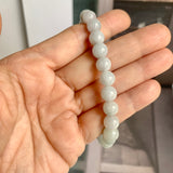 8mm A-Grade Natural Light Green Lavender Jadeite Beaded Bracelet No.190430