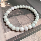 8mm A-Grade Natural Light Lavender Green Jadeite Beaded Bracelet No.190431