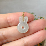SOLD OUT: Icy A-Grade Light Green Jadeite Bunny Pendant No. 172848
