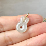SOLD OUT: Icy A-Grade Light Green Jadeite Bunny Pendant No. 172848