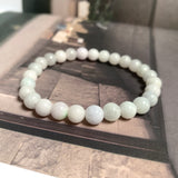8mm A-Grade Natural Light Lavender Green Jadeite Beaded Bracelet No.190431