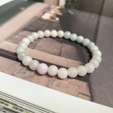 8mm A-Grade Natural Light Lavender Green Jadeite Beaded Bracelet No.190431