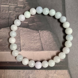 8mm A-Grade Natural Light Lavender Green Jadeite Beaded Bracelet No.190431