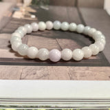8mm A-Grade Natural Light Lavender Green Jadeite Beaded Bracelet No.190431