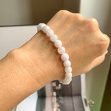8mm A-Grade Natural Light Lavender Green Jadeite Beaded Bracelet No.190431
