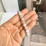 8mm A-Grade Natural Light Lavender Green Jadeite Beaded Bracelet No.190431