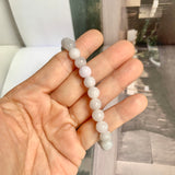 8mm A-Grade Natural Light Lavender Green Jadeite Beaded Bracelet No.190431
