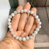 8mm A-Grade Natural Light Lavender Green Jadeite Beaded Bracelet No.190431
