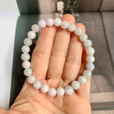 8mm A-Grade Natural Light Lavender Green Jadeite Beaded Bracelet No.190431