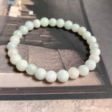 8mm A-Grade Natural Light Green Lavender Jadeite Beaded Bracelet No.190434
