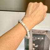 8mm A-Grade Natural Light Green Lavender Jadeite Beaded Bracelet No.190434