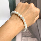 8mm A-Grade Natural Light Green Lavender Jadeite Beaded Bracelet No.190434