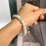 8mm A-Grade Natural Light Green Lavender Jadeite Beaded Bracelet No.190434
