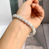 8mm A-Grade Natural Light Green Lavender Jadeite Beaded Bracelet No.190434