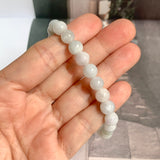 8mm A-Grade Natural Light Green Lavender Jadeite Beaded Bracelet No.190434