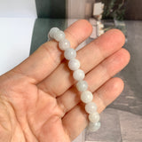 8mm A-Grade Natural Light Green Lavender Jadeite Beaded Bracelet No.190434