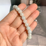 8mm A-Grade Natural Light Green Lavender Jadeite Beaded Bracelet No.190434