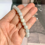 8mm A-Grade Natural Light Green Lavender Jadeite Beaded Bracelet No.190434