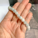 8mm A-Grade Natural Light Green Lavender Jadeite Beaded Bracelet No.190434