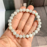 8mm A-Grade Natural Light Green Lavender Jadeite Beaded Bracelet No.190434