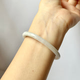 52.5mm A-Grade Natural Lavender Green Jadeite Traditional Oval Bangle No.151776