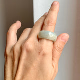 19.2mm A-Grade Natural Light Yellow Jadeite Abacus Ring Band No: 161554