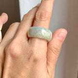 19.2mm A-Grade Natural Light Yellow Jadeite Abacus Ring Band No: 161554