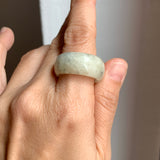 19.2mm A-Grade Natural Light Yellow Jadeite Abacus Ring Band No: 161554