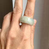 19.2mm A-Grade Natural Light Yellow Jadeite Abacus Ring Band No: 161554