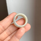 19.2mm A-Grade Natural Light Yellow Jadeite Abacus Ring Band No: 161554