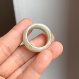 19.2mm A-Grade Natural Light Yellow Jadeite Abacus Ring Band No: 161554