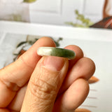 16mm A-Grade Natural White Yellowish Green Jadeite Abacus Ring Band No. 161832
